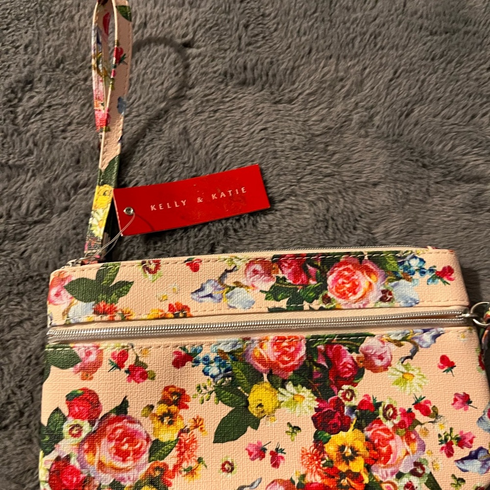 Kelly & Katie Floral Wristlet Clutch - Cream and Multicolor